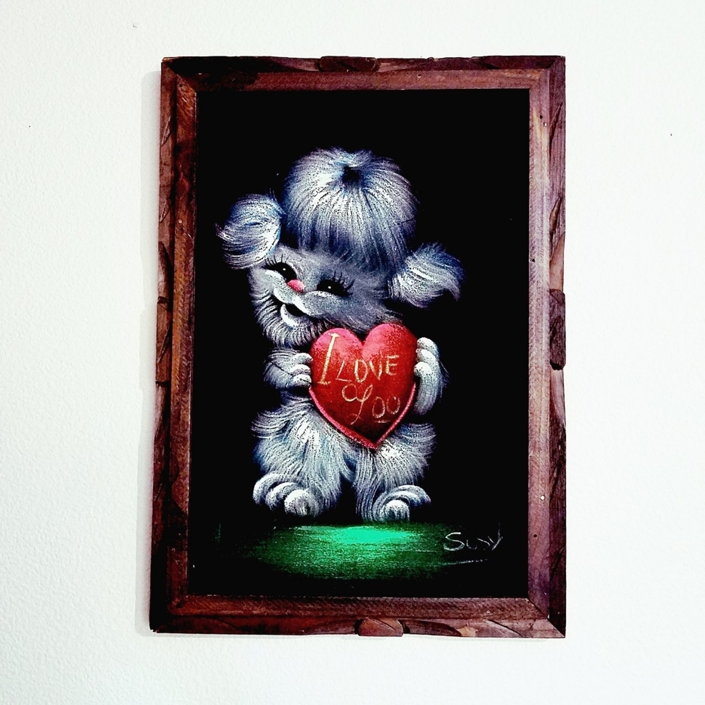 Mod mid century Kitsch dog painting